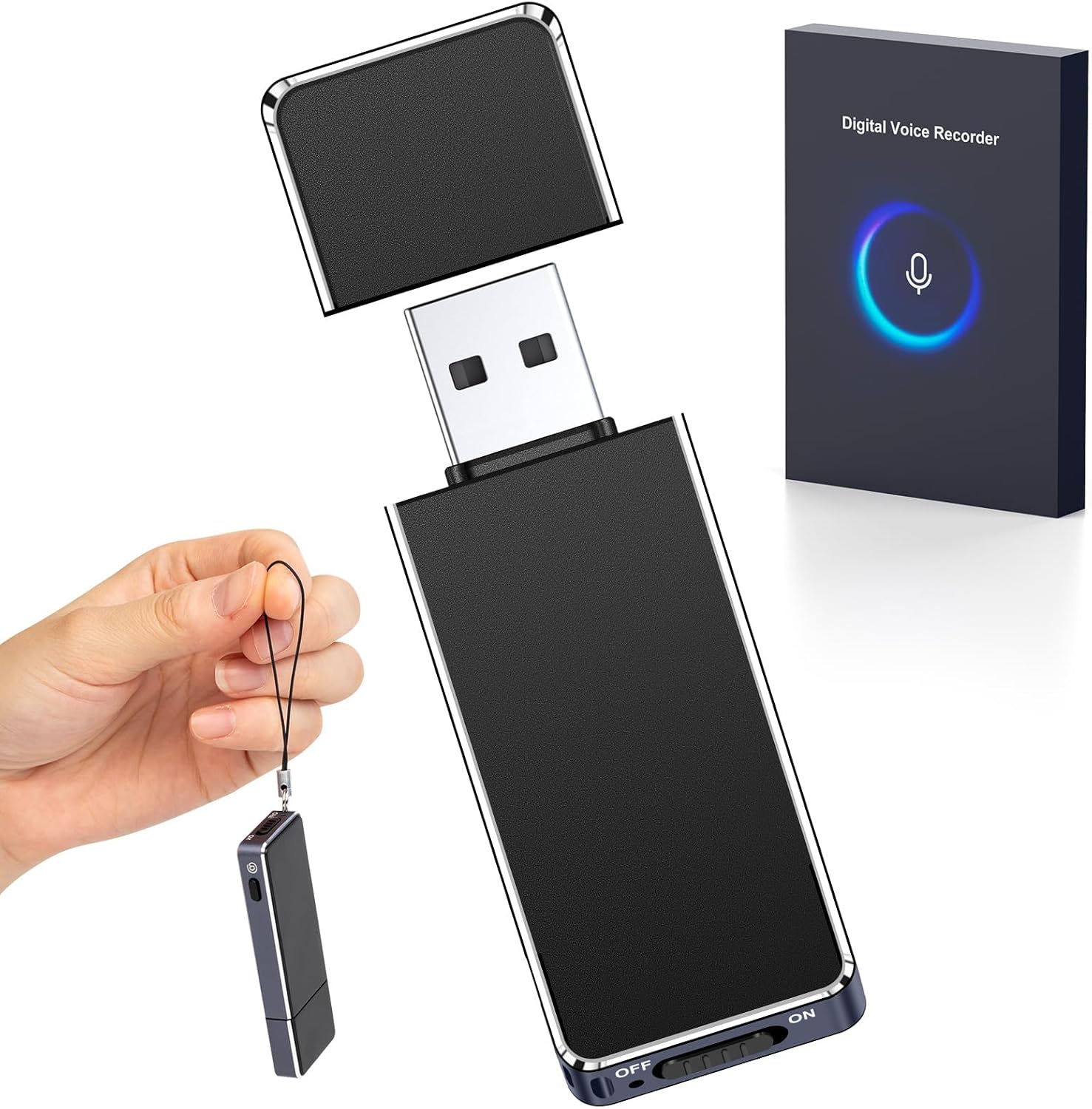 강의 회의용 64GB 디지털 음성 녹음기 - EVIDA 지능형 활성화 512KBPS 288시간 USB 녹음 장치 HD 오디오 소음 감소 충전 가능