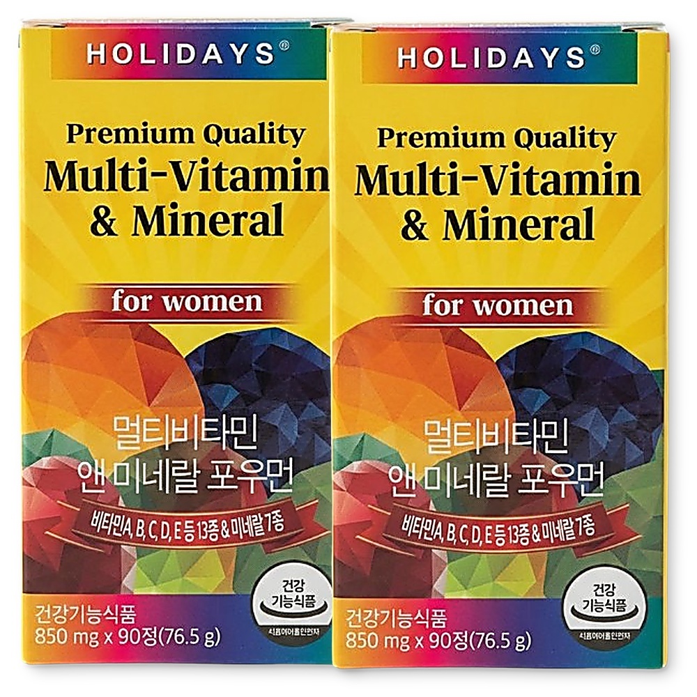 여성<b>비타민</b>영양제 <b>홀리데이즈</b> 멀티<b>비타민</b> 앤 미네랄 포우먼 90정 2개