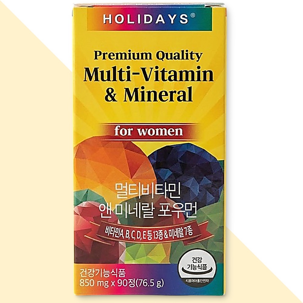 <b>홀리데이즈</b> 멀티<b>비타민</b> 앤 미네랄 포우먼 여성 <b>비타민</b>영양제 90정