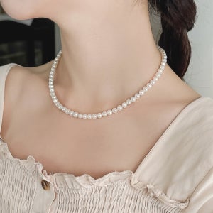 천연 담수 진주 목걸이 AA급 롱 미니 원형 14k 5mm 8mm