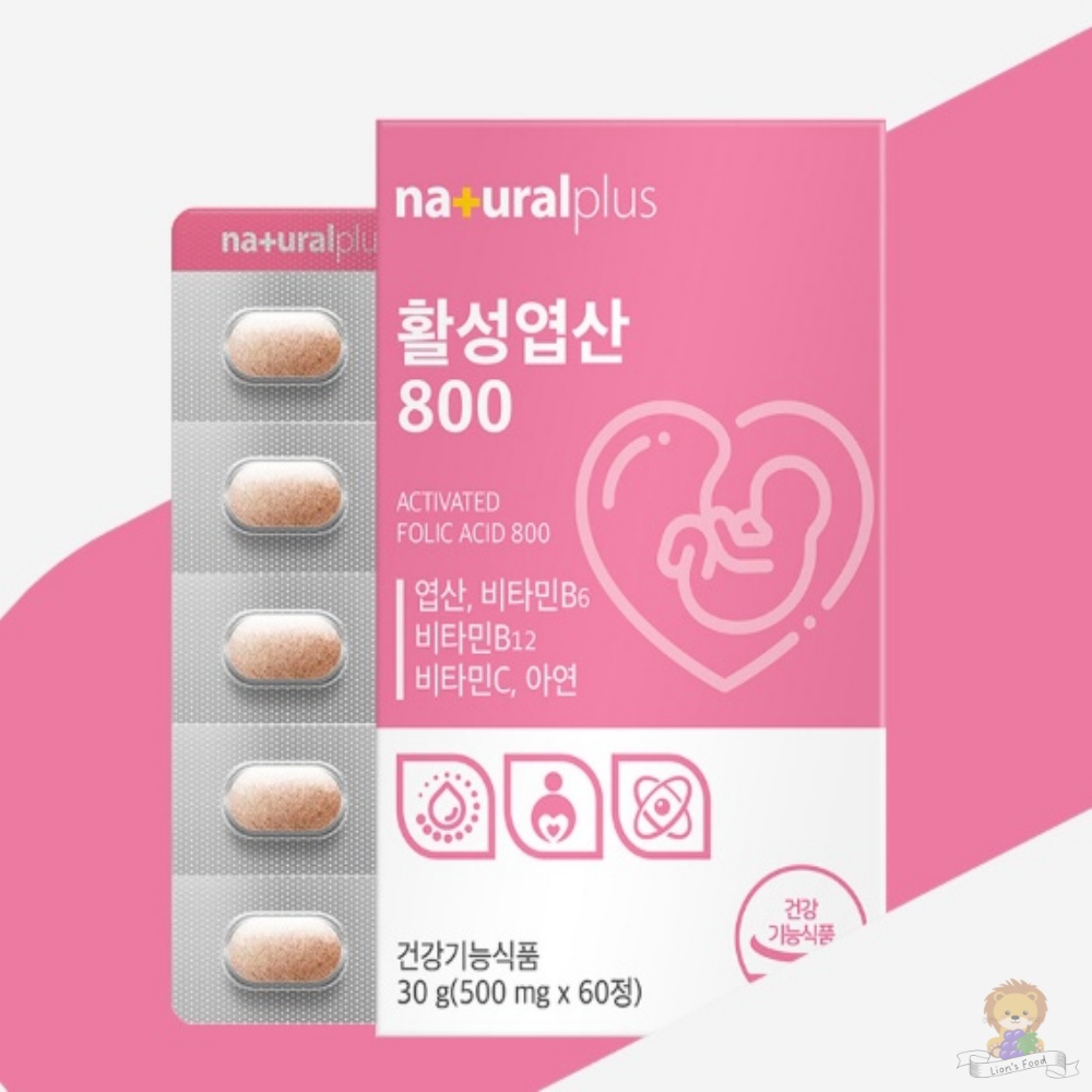 내츄럴플러스 활성<b>엽산</b>800 500mg x 60정