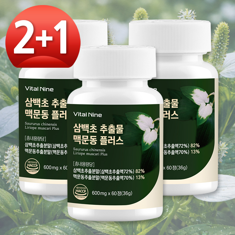 삼백초 추출물 맥문동 효능 국산 고함량 60정 2+1