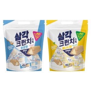삼각 크런치 스틱 우유맛 400g + 바나나향 400g (총 2봉) 대용량 개별포장 웨이퍼