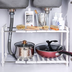 만능 다용도 싱크대 하부장 씽크인 선반 / 길이조절 폭조절이 가능한 진열장