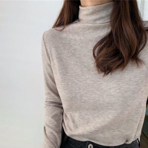 미니멀 베이직 기모 목폴라 티셔츠