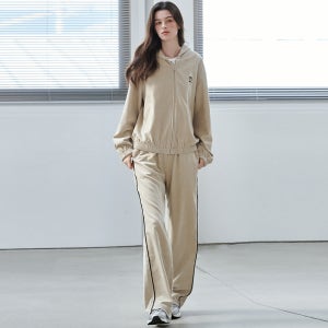 [마롭] 6317 벨벳 후드집업 셋업 (베이지)