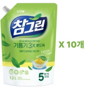 녹차 뽀드득 주방세제 리필 1.2L, 10개