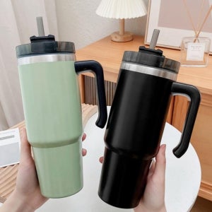 대용량 텀블러 900ml 손잡이 스텐 빨대 보온보냉 콜드컵