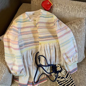 [미미의사치] 인디안 스모크 A라인 셔링 블라우스