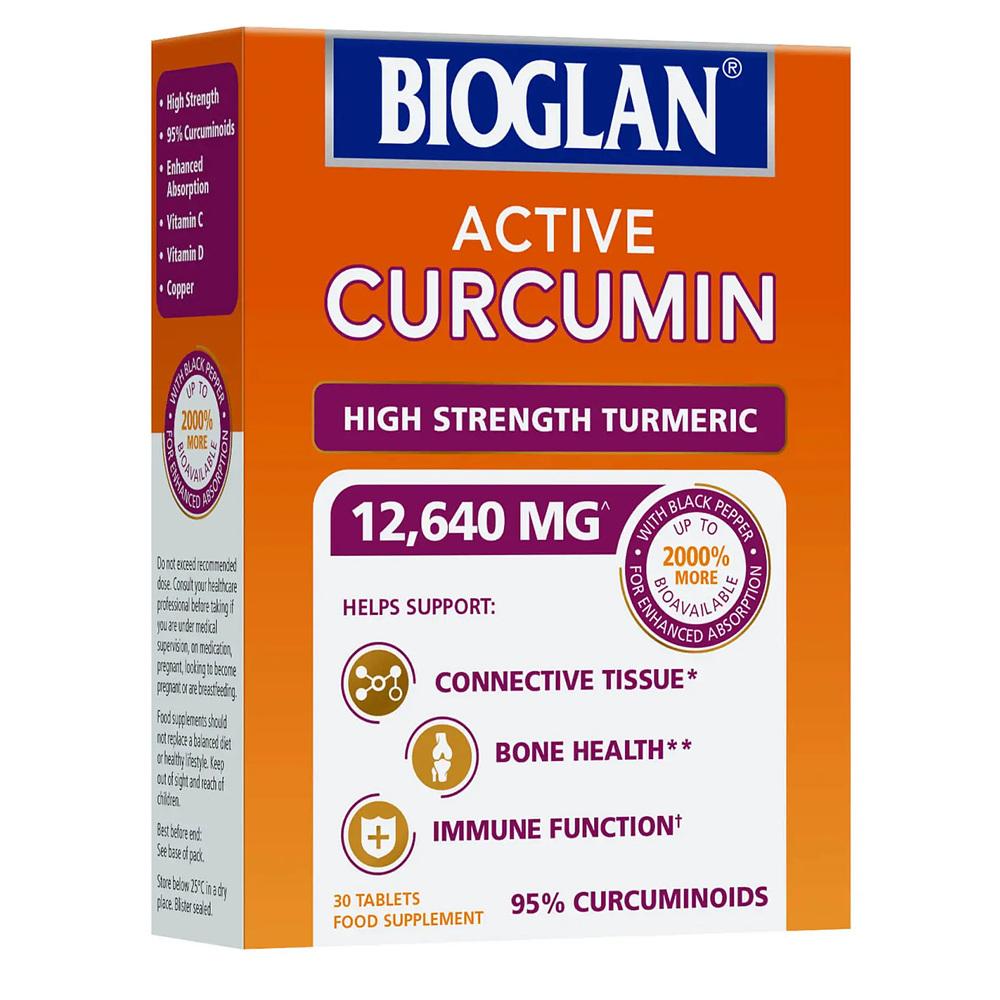 Bioglan 바이오글랜 액티브 <b>커큐민</b> <b>하이</b> 스트렝스 터메릭 12640mg 30타블렛 2팩