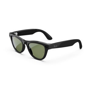 Ray-ban Meta(1세대) 스카일러 쉬니 블랙 남성용 여성용 스마트 AI 안경 - 12MP 카메라 오픈 이어 스피커 오디오 비디오 녹화 블루투스 편광 녹색 렌즈 웨어러블 기