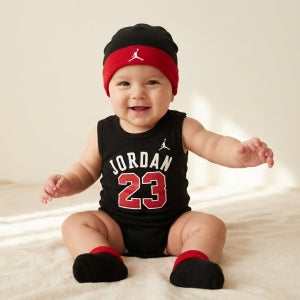 나이키 조던 베이비 우주복 3종 선물세트 신생아 바디수트 모자 양말