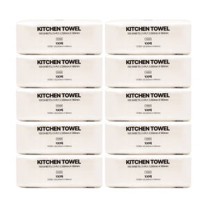 뽑아쓰는 대용량 키친타올 천연펄프 3겹 화이트 100매, 10팩