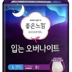 소중한 나를 위해 좋은느낌 입는오버나이트 생리대 대형, 8개입, 1팩