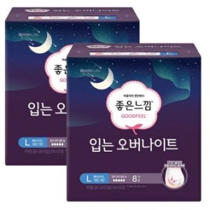 소중한 나를 위해 좋은느낌 입는오버나이트 생리대 대형, 8개입, 2팩