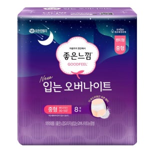 소중한 나를 위해 좋은느낌 입는오버나이트 생리대 중형, 8개입, 1팩