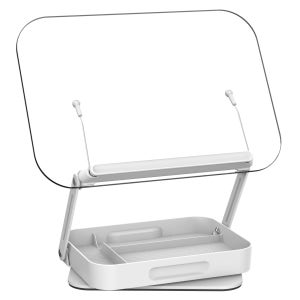 BOUMBI 투명 아크릴 회전형 독서대 360도 회전 수납형 거북목 방지 보관함