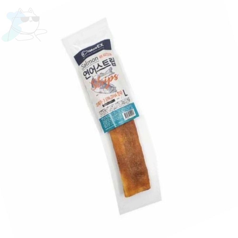 무지스토어 네츄럴EX 연어츄스<b>트립</b>L 1P 강아지연어간식 애견수제간식