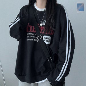 오버핏 배색 레터링 맨투맨 애프터 박시핏 트랙 긴팔티 3컬러