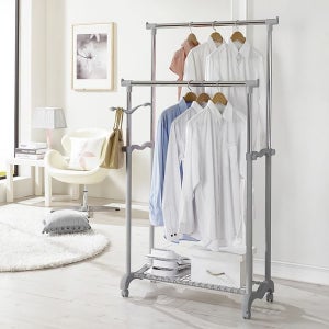 LB 이동식더블행거 405호 이동 파이프 미니 선반 옷걸이