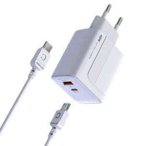 2포트 USB C-C 케이블 포함 스마트폰 급속 충전기 40W PD 노트북 태블릿 핸드폰 초고속 충전기