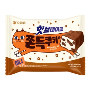 오리온 핫브레이크 쫀득쿠키바 미니 352g 약 31입 초코 쿠키바 간식