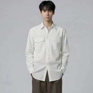덤블워싱 면100% 남자셔츠 캐주얼 긴팔 크림화이트 텐타가공 핀터레스트스타일