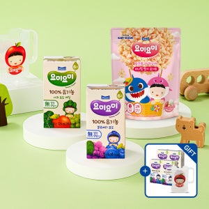 요미요미 유기농주스 125ml 2종 블루베리포도/사과포도케일 12팩 (총 24팩)+미니팝 딸기요거트 6봉 [+요미요미 유기농주스 블루베리포도 125ml 4팩,팩홀더 증정]