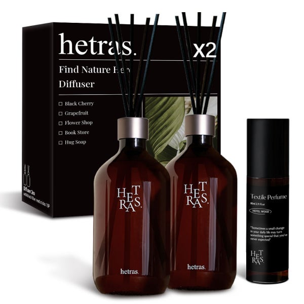 [기획세트]헤트라스 프리미엄 대용량 디퓨저 500ml 2개입 + 섬유향수 1개입 선물세트