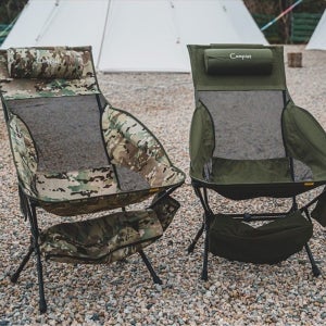 캠피스트 밀리터리 경량 체어 높이 조절 와이드 베게 포함 캠핑 의자 휴대용 편안한 접이식