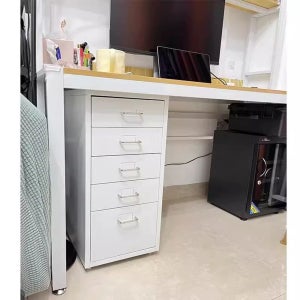 이동식 잠금 사무용 바퀴 사무실 철제 서랍 단 책상 A. 세 개 흰색, A. 집회