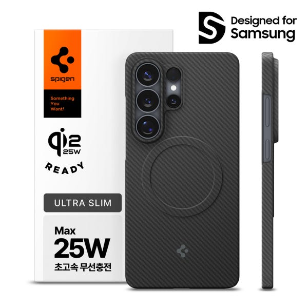 Qi2 25W 인증 갤럭시 맥세이프 케이스 초슬림 카본 에어스킨아라미드 맥핏