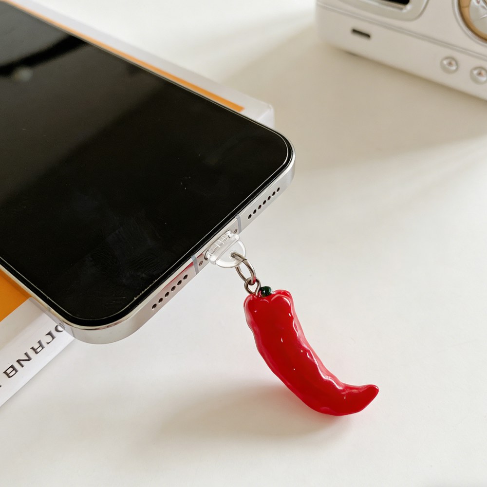 플러그 <b>캡</b> 재미있고 현실적인 <b>레드 페퍼</b> 3D 더스트 먼지 방지 인터페이스 손상 없음 휴대