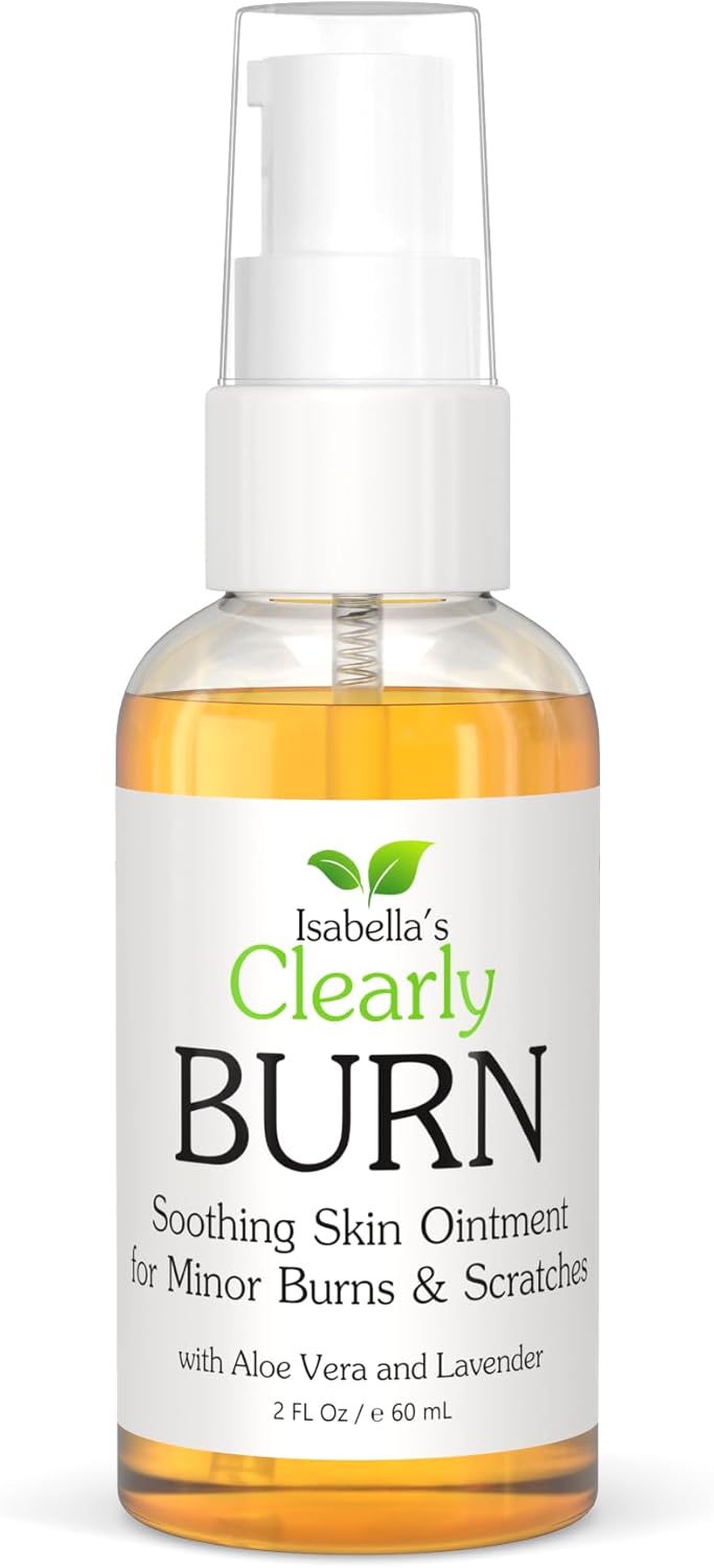 이사벨라의 클리어리 번 - 라벤더 &amp; 페퍼민트가 함유된 알로에 베라 스킨 오일 건조하거나 햇볕에 노출된 피부를 위한 가벼운 쿨링 바디 천연 무수분 보습제