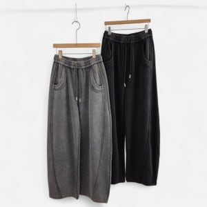 오뜨라떼 봄 여성 피그먼트 워싱 버뮤다 와이드 밴딩 트레이닝 롱팬츠