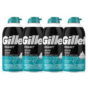 [대용량] 미국P&G제조 질레트 면도젤 포오미 센서티브 쉐이빙폼 311g, 4개