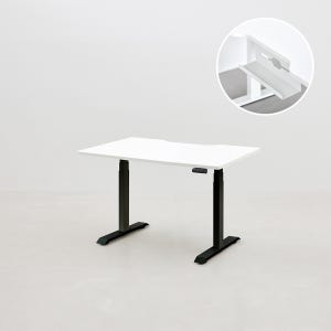 [두닷] 콰트로 모션데스크 멀티탭형 3단 1200x800mm, 에어화이트+블랙