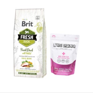 [유통기한 26년08월05일]브릿 프레쉬 독 2.5kg 오리 런앤워크+벨버드 덴탈케어 100g
