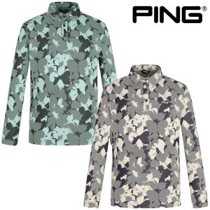 핑 골프웨어 남성 골프 티셔츠 자카드 플라워 패턴 신축성 카라 긴팔 어패럴 F1TO102