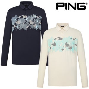 핑 골프웨어 남성 골프 티셔츠 플라워 패턴 카라 긴팔 간절기 PING 어패럴 F1TO181