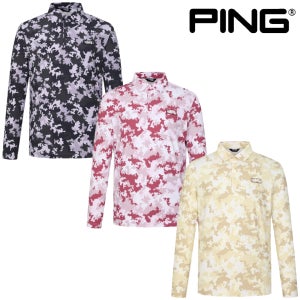 핑 골프웨어 남성 골프 티셔츠 카모플라쥬 패턴 간절기 스판 카라 긴팔 어패럴 F1TO202
