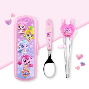 티니핑 수저세트 젓가락 교정용 하츄핑 케이스 유아 어린이집
