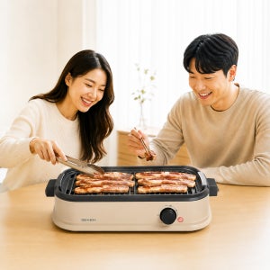 연기먹는 고기불판 440x260x100 실내 전기그릴/기름받이 분리형 간편세척 벤하임