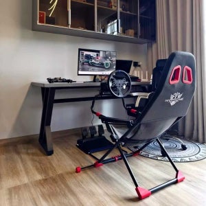 레이싱 게임 의자 시뮬레이터 거치대 핸들 접이식 게임체어 스티어링휠 페달 장착