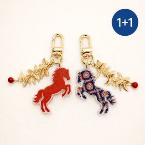 붉은말 키링 전통 복 부적 태슬 키링 키홀더