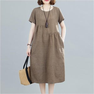 빅사이즈 린넨 롱 원피스 루즈핏 여름 데일리