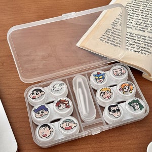 휴대용 짱구 캐릭터 렌즈통 6구 케이스 세트 보관함