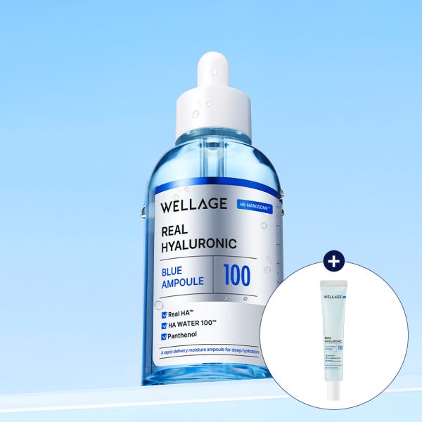 [수딩크림20ml 증정] 웰라쥬 리얼 히알루로닉 히알루론산 블루 100 앰플 (속건조해결)
