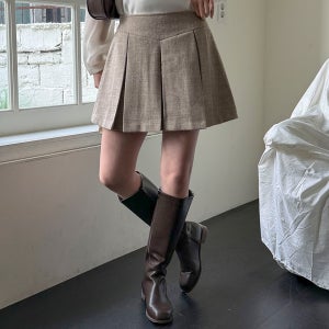 [28-34] 트위드 뒷밴딩 미니 주름 스커트 여성 빅사이즈 여자 플러스사이즈 어거스트플랜