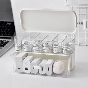 2단 충전기 케이블정리함 케이블선 이어폰 USB 보관 서랍 펜트리 정리함